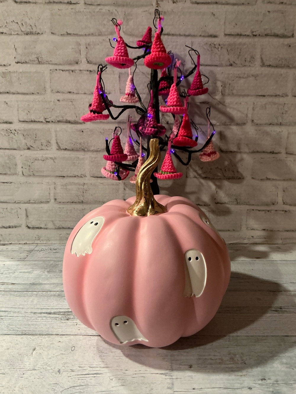 CANDY CORN LANE 11in Outdoor Safe Pumpkin With Ghosts